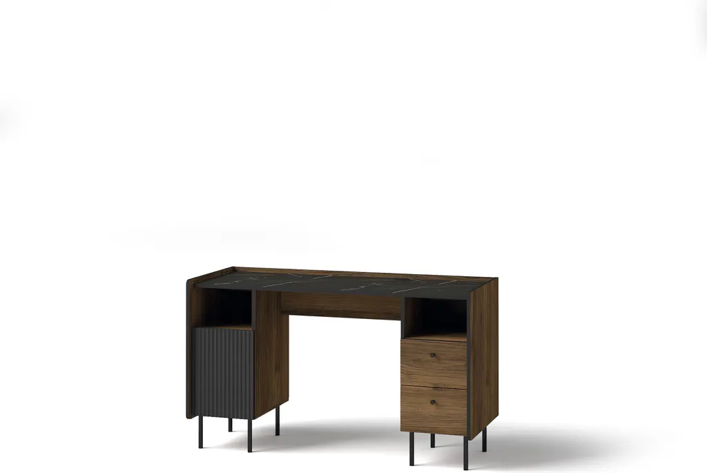 Bureau PERETO 9 en noyer Warmia et noir mat pour bureau de direction