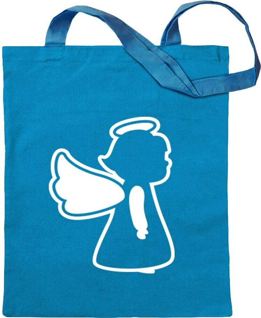 Kiwistar - Baumwolltasche - hellblau - Schutzengel heiligen Schein Angel - Tragetasche Stoffbeutel Umhängetasche Langer Henkel