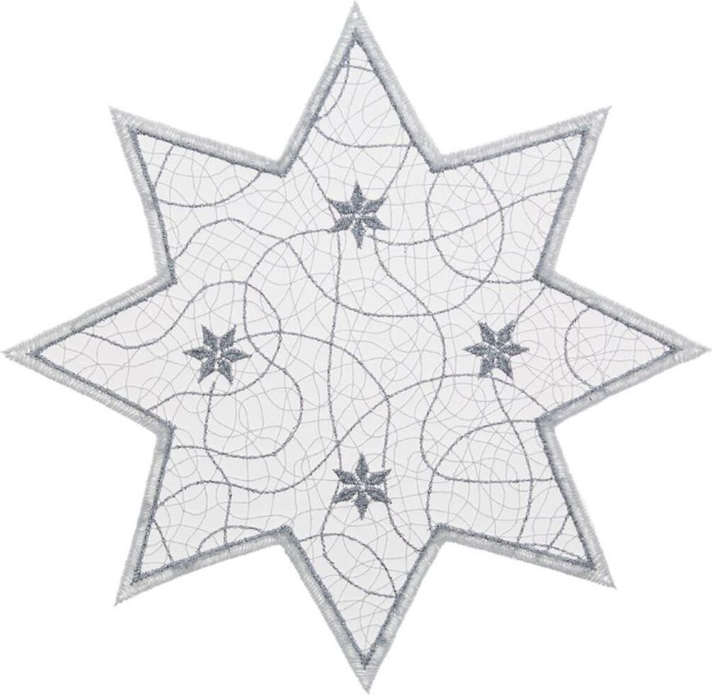 Deckchen "Luftstern" 20 cm ecru-silber