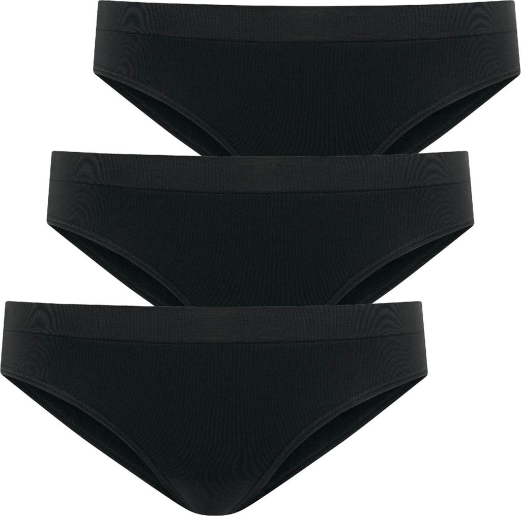 Jockey Damen Bikini-Slips, 3er Pack - Seamfree Bikini, Low Rise, einfarbig Schwarz M