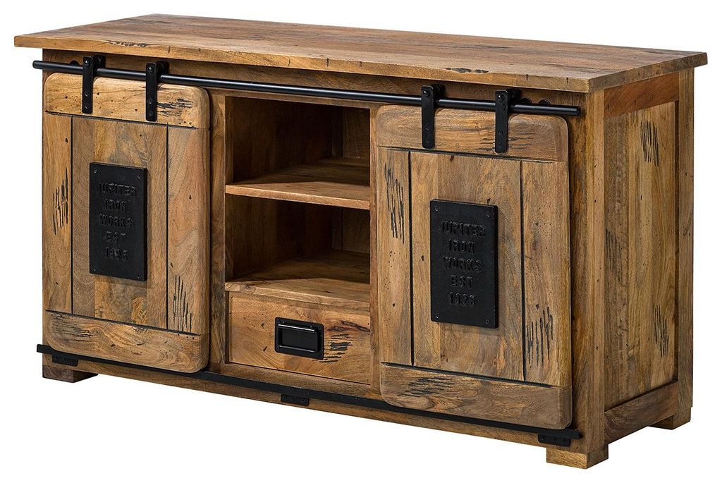 home24 Sideboard - Mango Massiv / Eisen - Mango / Schwarz