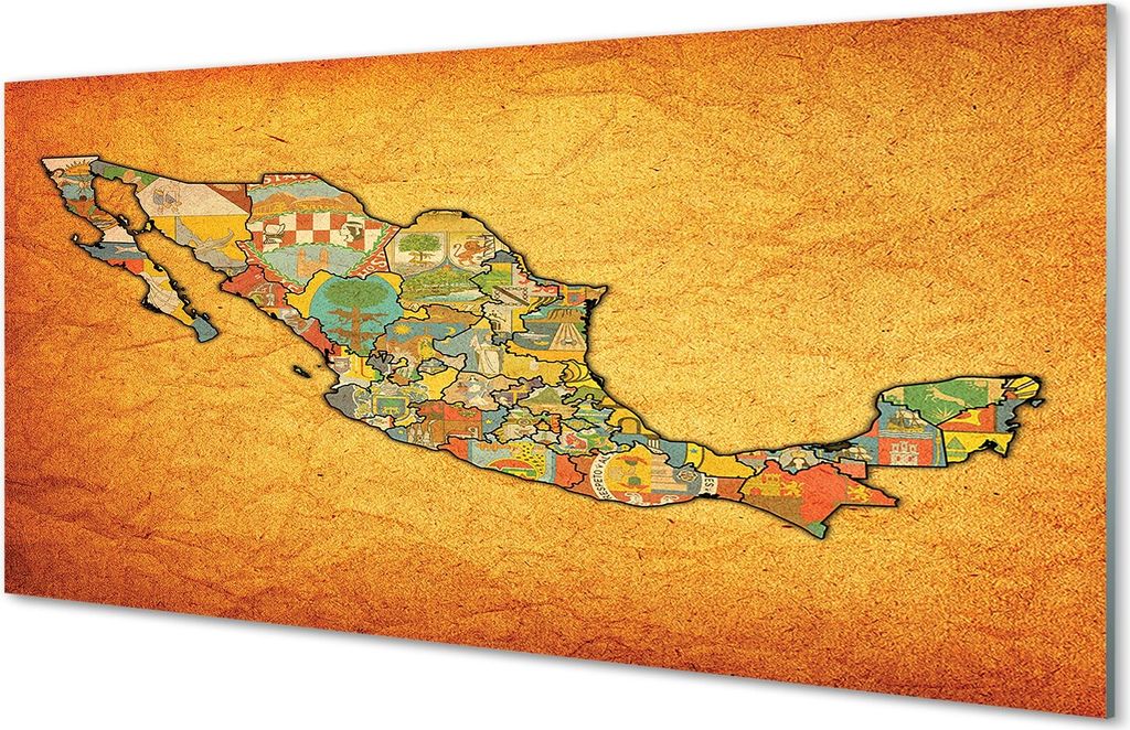 Glasbilder 100x50 Wandkunst bunte Karte