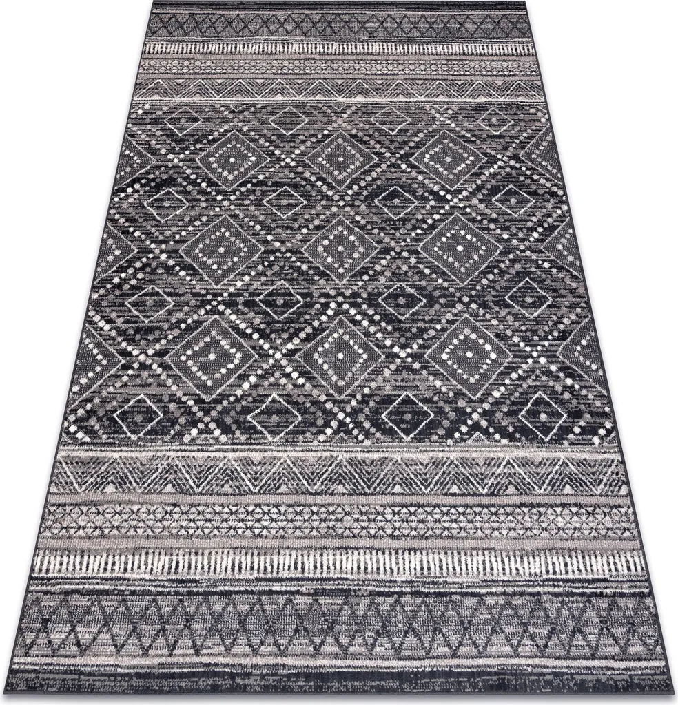 Tapis motif Diamonds en laine naturelle ethnique gris et beige 120x170
