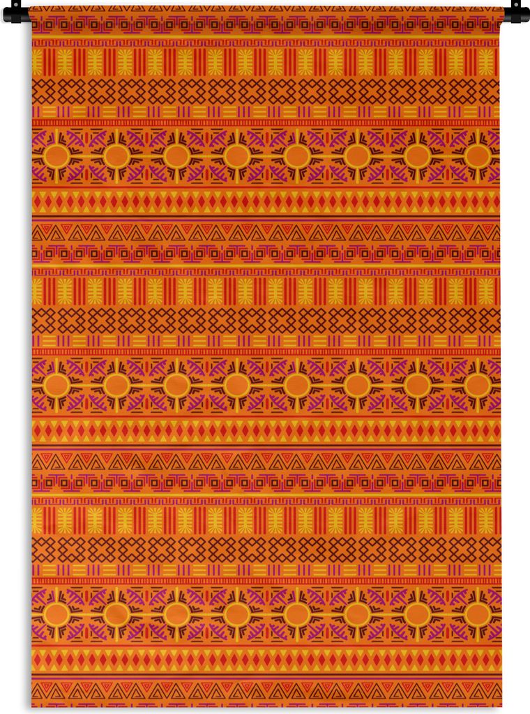 MuchoWow Wandteppich Wandbehang Muster - Orange - Sonne 120x180 cm Tapisserie Dekoration Wandtuch - Schlafzimmer - Dekorationen für das Haus
