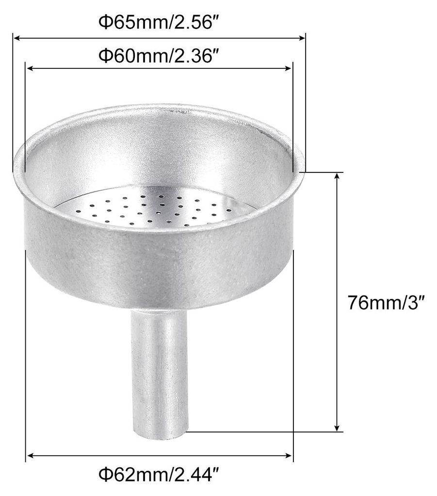 Aluminium Trichter Filter Ersatz 65x62x76mm Silber fš¹r 6-Becher Mokka Topf