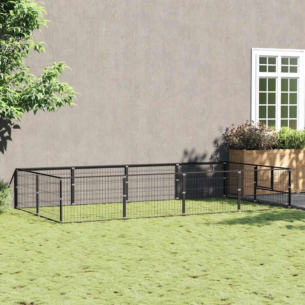 "WINTER SALE"Hundezwinger Schwarz 8 m² Stahl NEU916425 - Sonstiges Hundezubehör