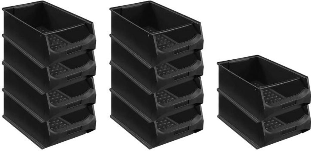 SparSet 10x Leitfähige Sichtlagerbox 5.1 mit Griffstange | HxBxT 20x30x50cm | 21,8 Liter | ESD, Sichtlagerbehälter, Sichtlagerkasten, Sichtlagerk...