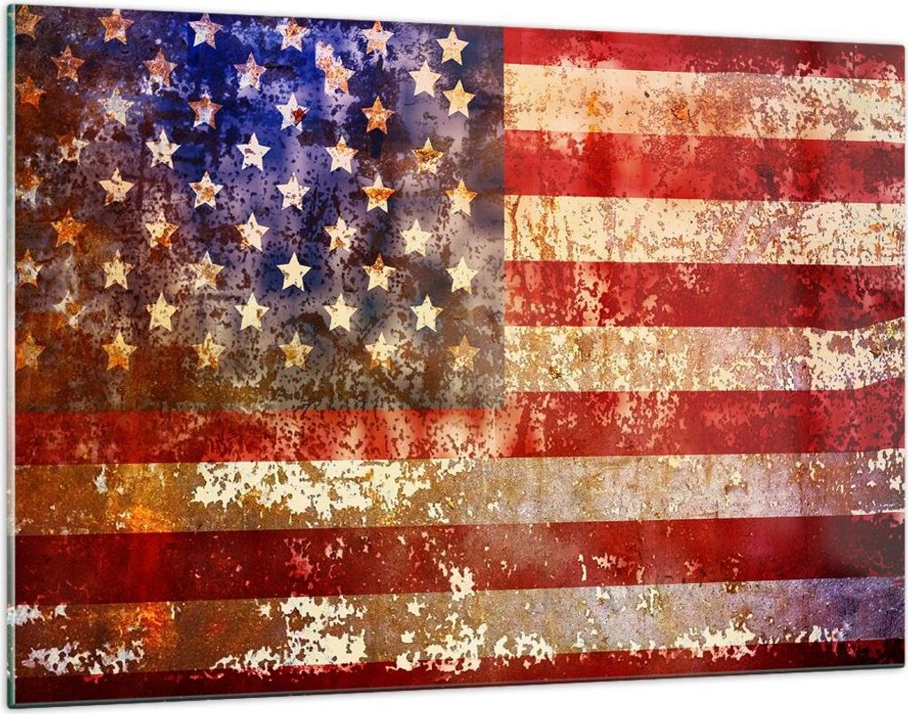 Bilder auf glas - Amerika Flagge national patriotisch - 120x80cm - Glasbilder - Wandbilder - Kunstdruck - Wanddekoration aus Glas - Glas Bilder - W...