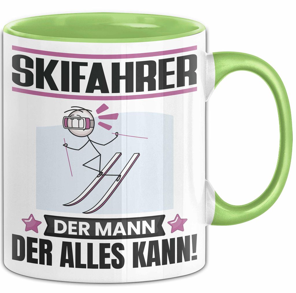 Skifahrer Tasse Geschenk für Skifahrer Der Mann Der Alles Kann Geschenkidee zum Geburtstag (Grün)