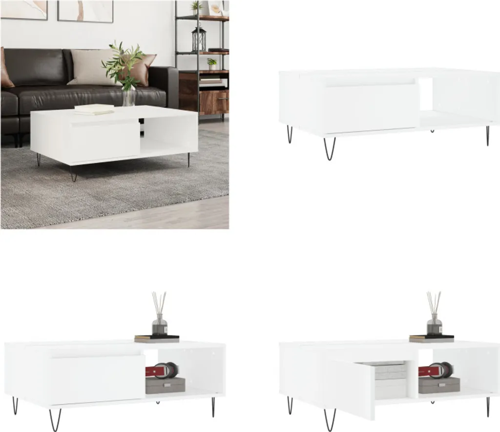 vidaXL Tavolino da caffè bianco 90x60x35 cm Materiale a base di legno - Tavolino da caffè - Tavolini da caffè - Tavolino basso - Tavolo
