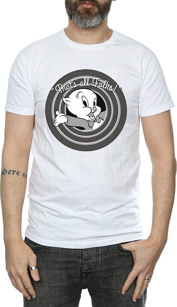 Looney Tunes - "That ́s All Folks" T-Shirt für Herren BI1502 (3XL) (Weiß)