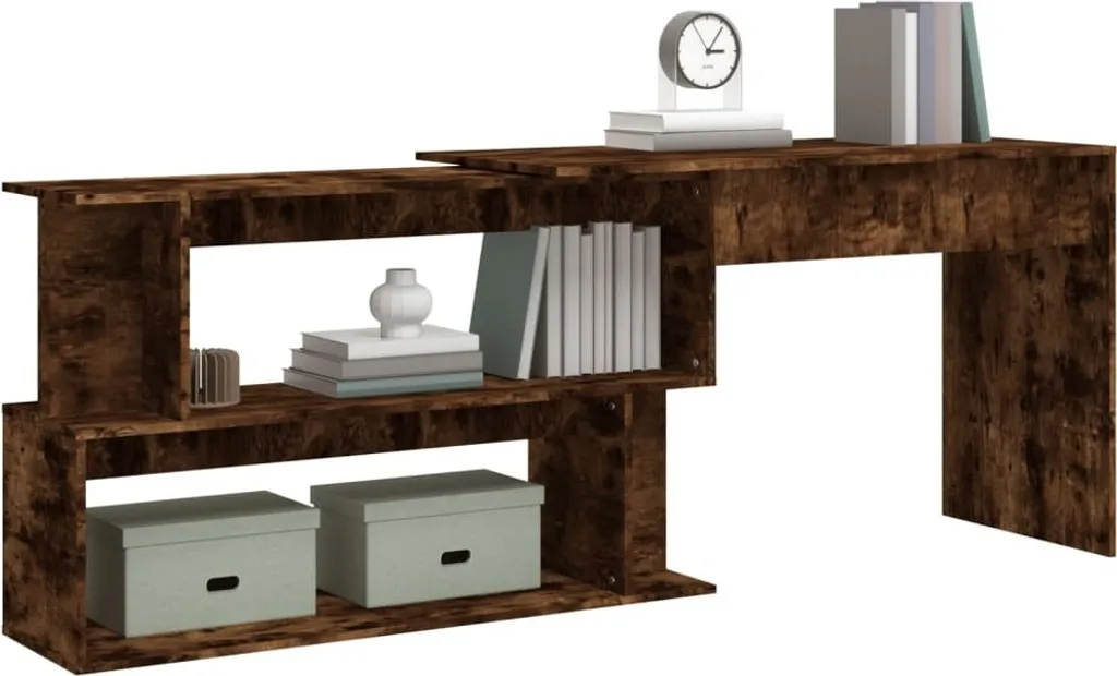 vidaXL Scrivania ad angolo in rovere affumicato 200x50x76 cm in legno - Scrivania ad angolo - Scrivania - Scrivania per ufficio - 4