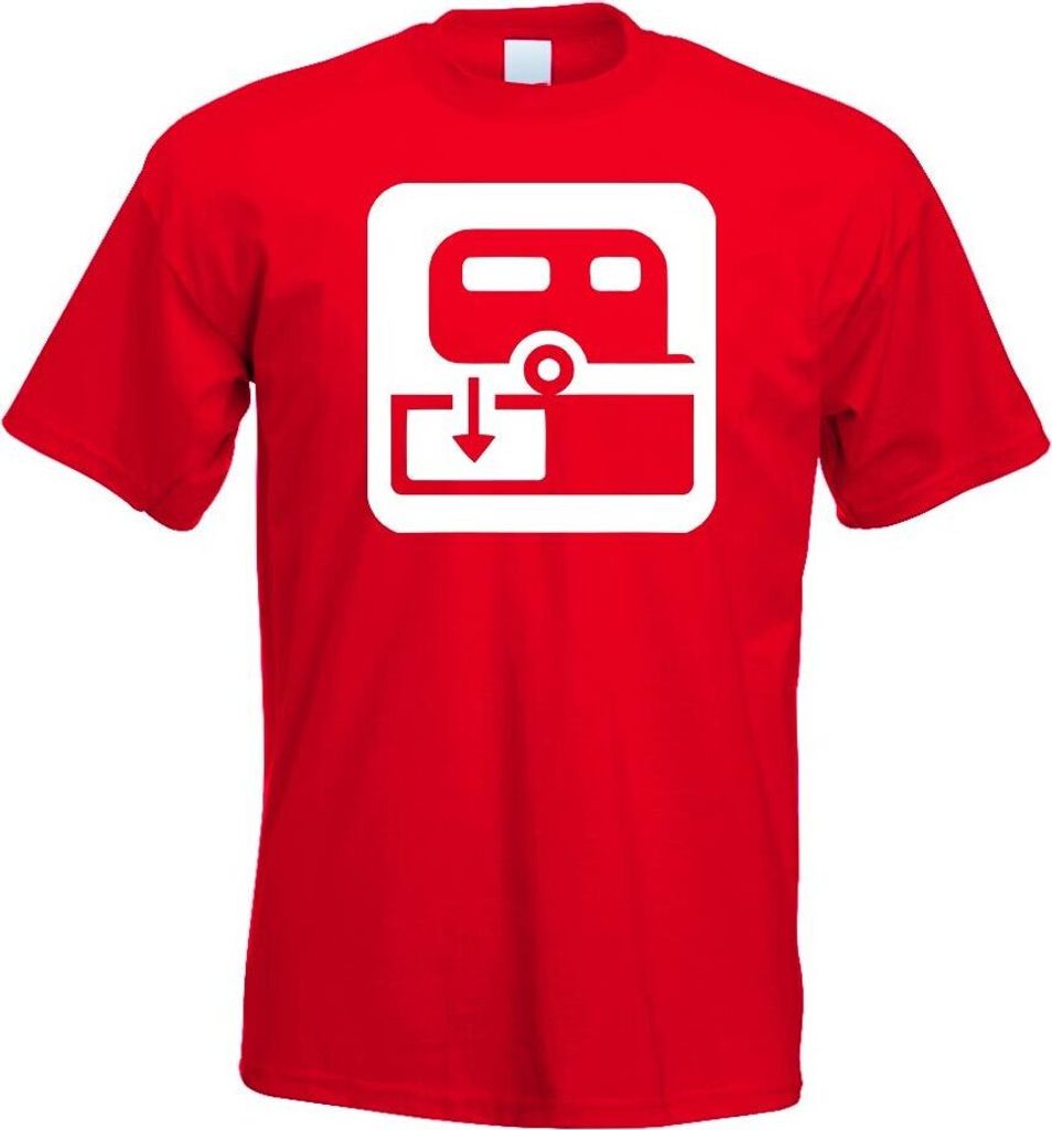 Kiwistar - T-Shirt - rot - Wohnwagen entleeren Piktogramme Herren Funshirt Bedruckt Design Sprüche Spruch Motive - mit Motiv Bedruckt - Funshirt D...