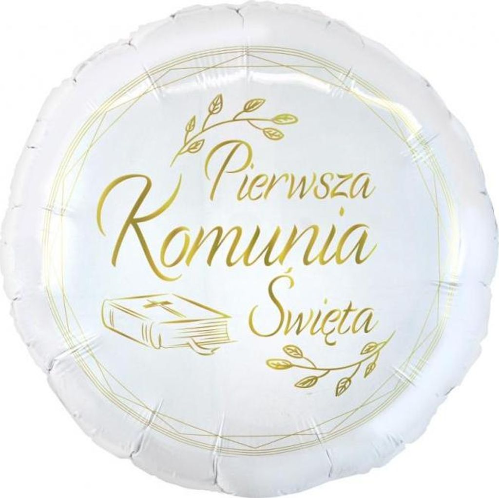 Balon foliowy Pierwsza Komunia Święta (biblia), okrągły 18" Zdjęcie produktu 
