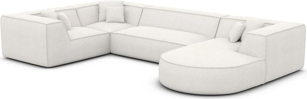 Strukturstoff U-Form XL Wohnlandschaft Liberia Weiß Rechts
