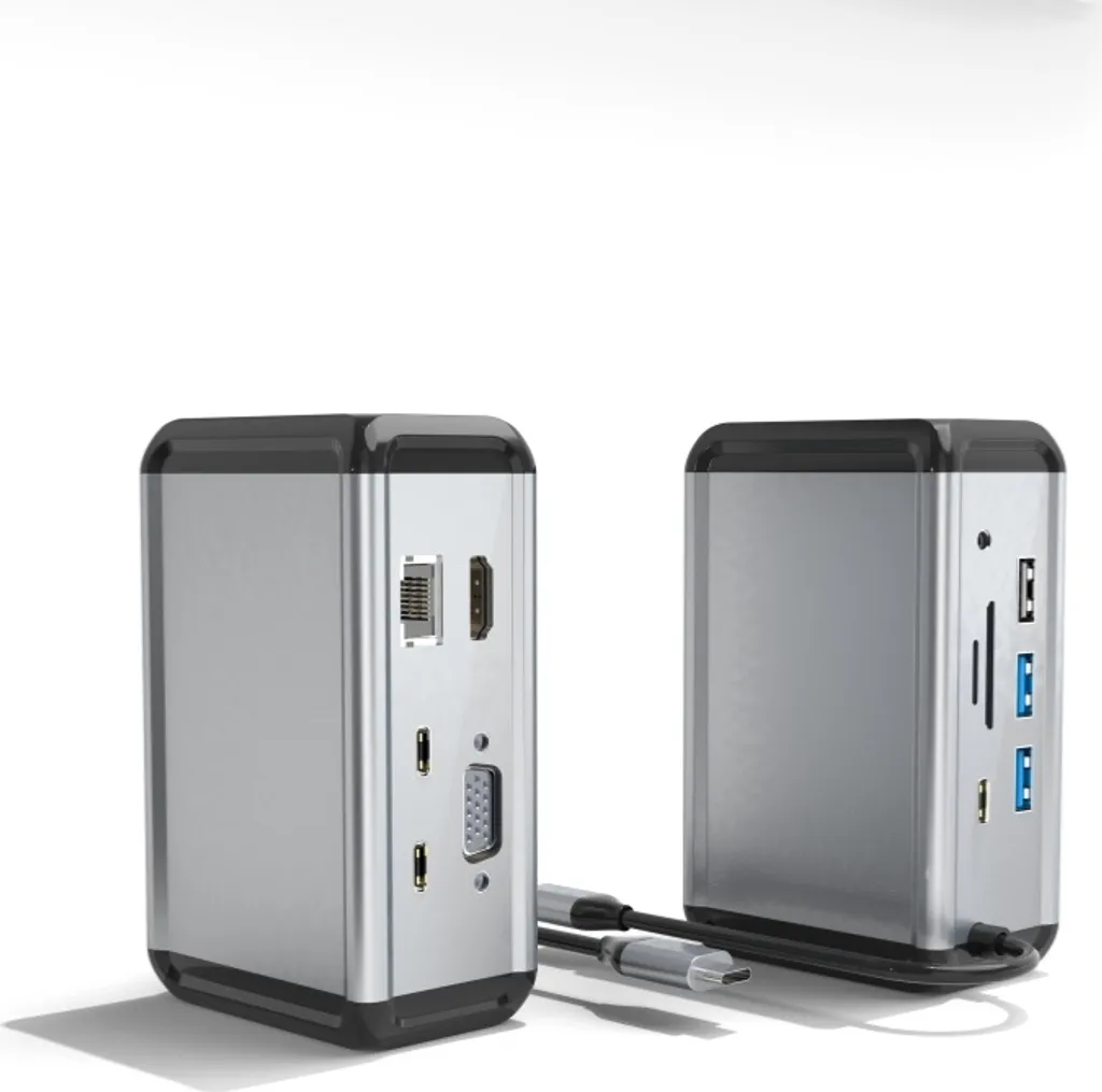 INF Adattatore Hub USB-C 12 in 1 con HDMI, VGA, Ethernet e altro ancora