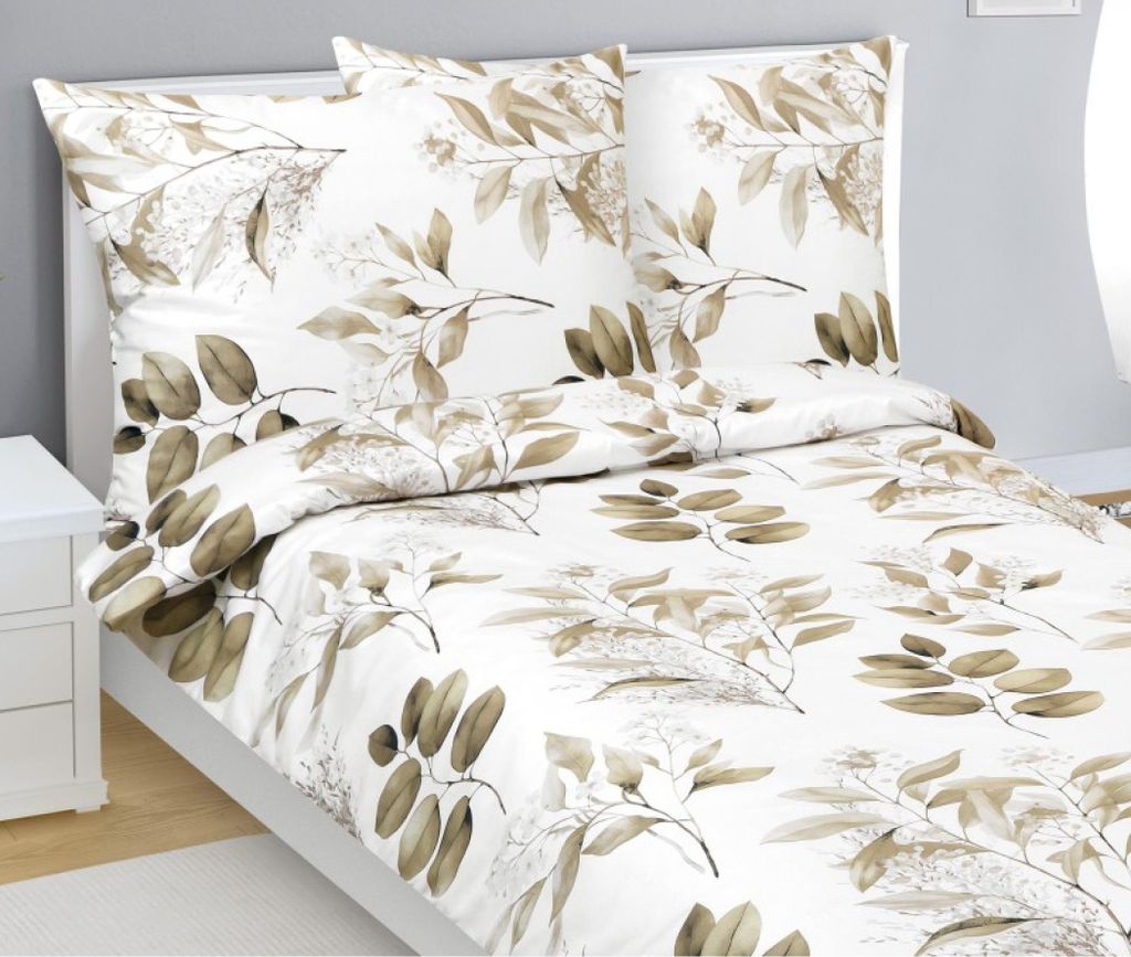 Leinen Baumwollsatin - Braun,weiß - 140x220, 70x90