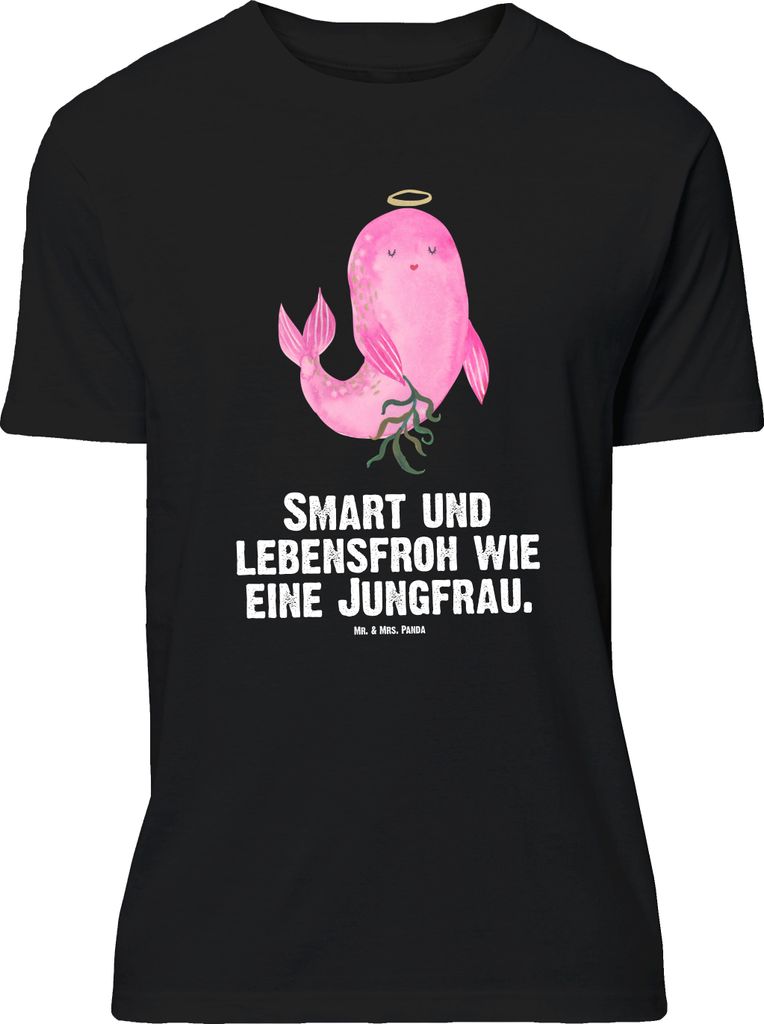Mr. & Mrs. Panda Tshirt Sternzeichen Jungfrau - Schwarz - Geschenk, Statement-Shirt, Jungfer, T-Shirt, Meerjungfrau, Geburtstag September, Shirt, S...