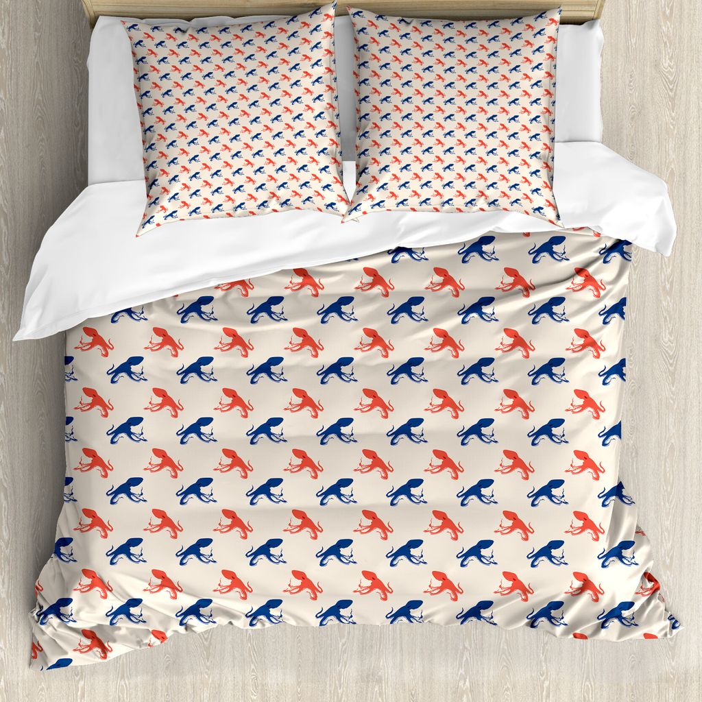 ABAKUHAUS Vintage Nautical Tattoo Bettbezug Set für Einzelbetten, Vibrant Octopus, Milbensicher Allergiker geeignet mit Kissenbezug, 200 cm x 200 ...