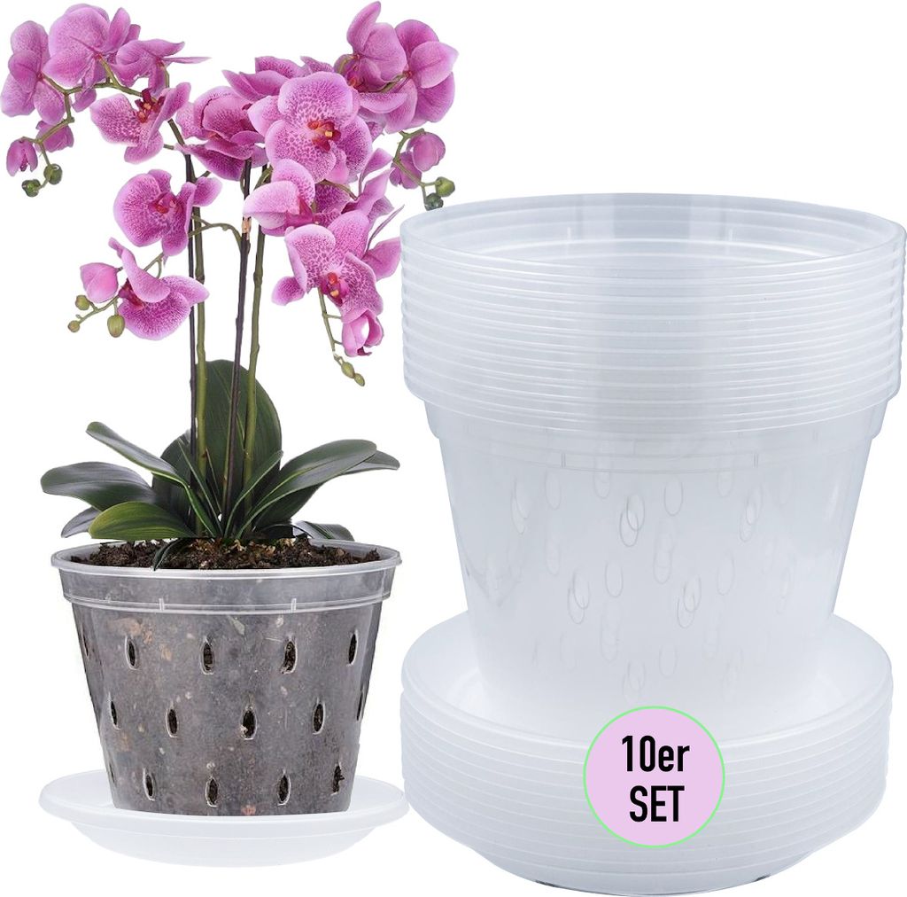 Garten Lux 10er Set Orchideentöpfe Transparente Ø17cm 1.5L Produktbild 