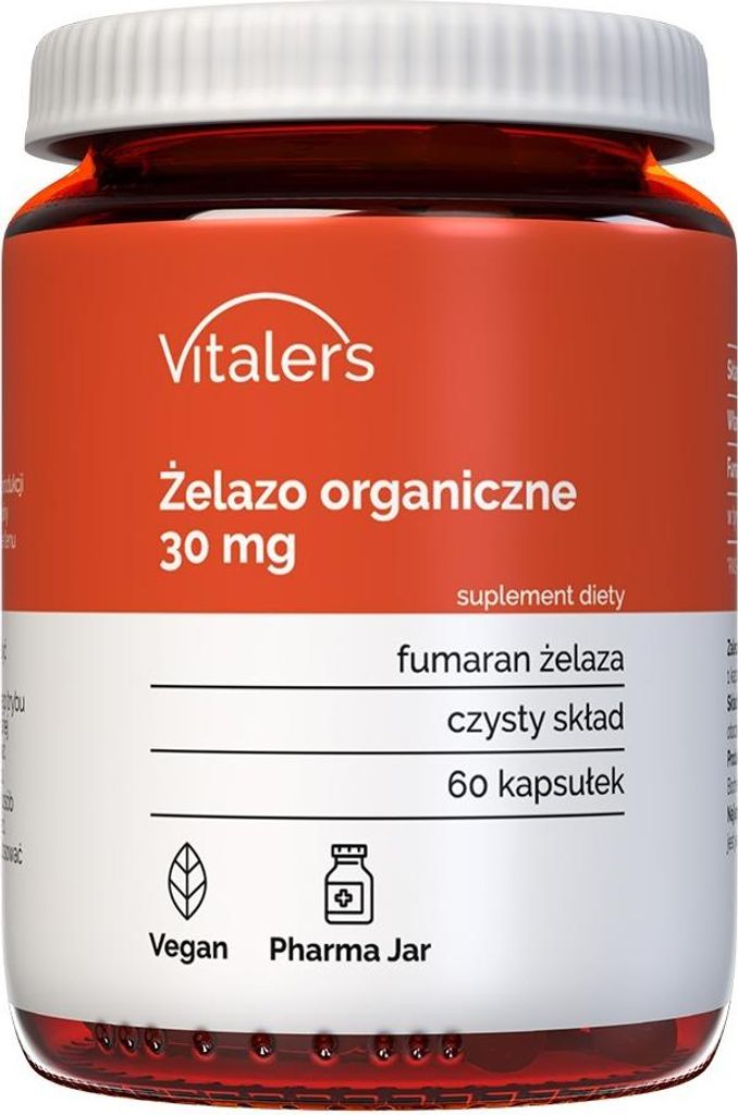 Vitaler's organisches Eisen 30 mg - 60 Kapseln, Vegan, 2 Monate Nahrungsergänzung Keine Konservierungsstoffe, reine Zusammensetzung