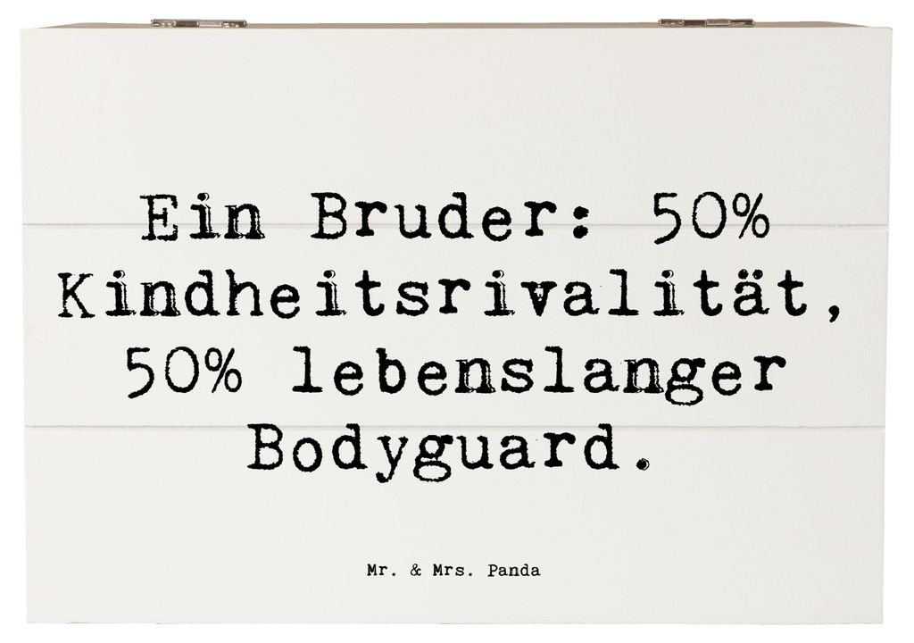 Mr. & Mrs. Panda Holzbox Spruch Bruder Bodyguard 22 x 15 cm - Weiß - Geschenk, Familie, Box, Freundschaft, herzerwärmende Sprüche, Aufbewahrungs...