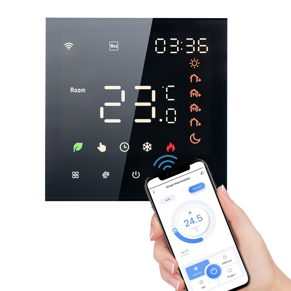 Thermostat Fussbodenheizung Smart für Wasser Heizung, WiFi Raumthermostat  Fußbodenheizung Digital Programmierbar Kompatibel mit Tuya Alexa und Google  Assistant,Touchscreen Digital Weiß 3A : : Baumarkt