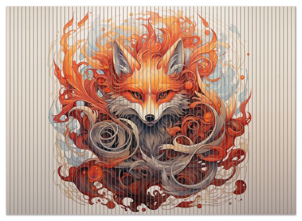 Wallario Duschmatte Antirutschmatte Badmatte Fußmatte Flammenfuchs, Größe ca. 90 x 65 cm
