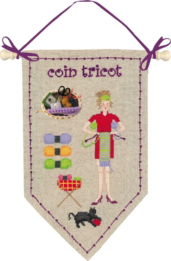 Kit broderie point de croix compté avec toile lin 14x24cm pour salon