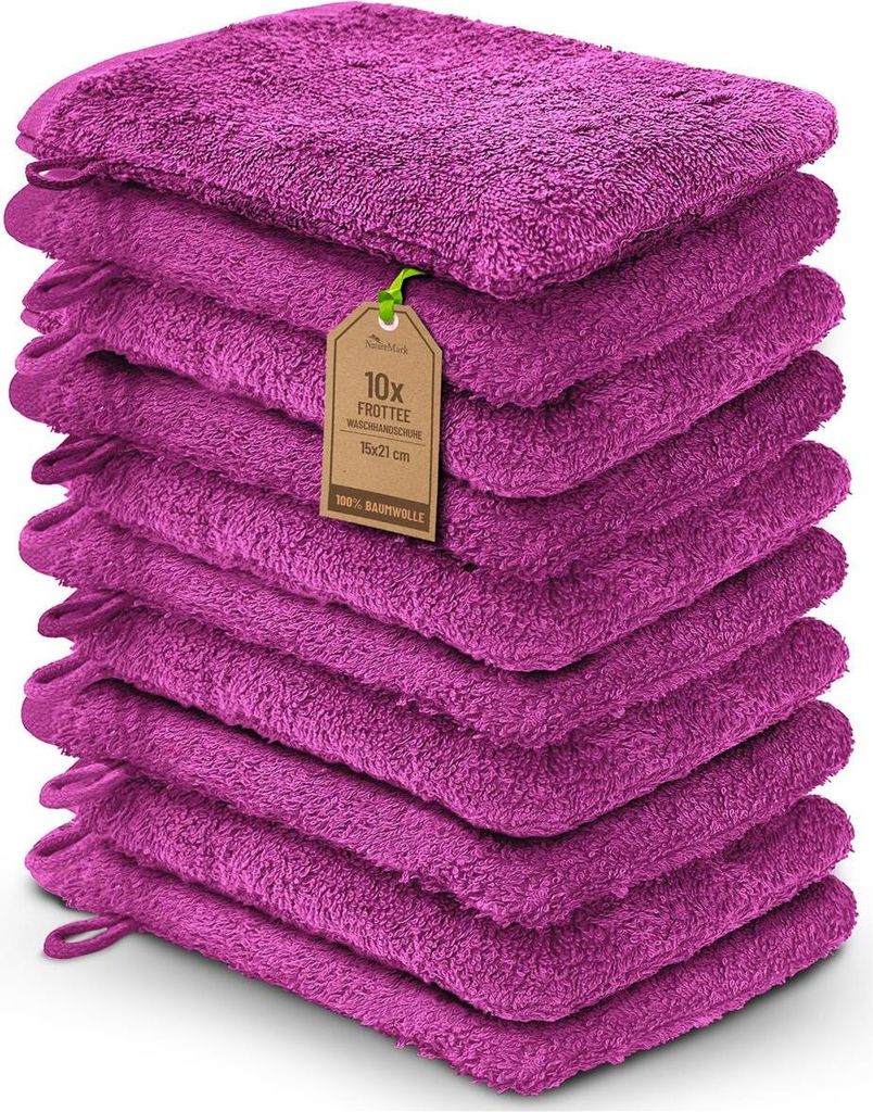 Frottier Waschhandschuhe 10er Pack 15x21cm, 100% Baumwolle, Produktbild 