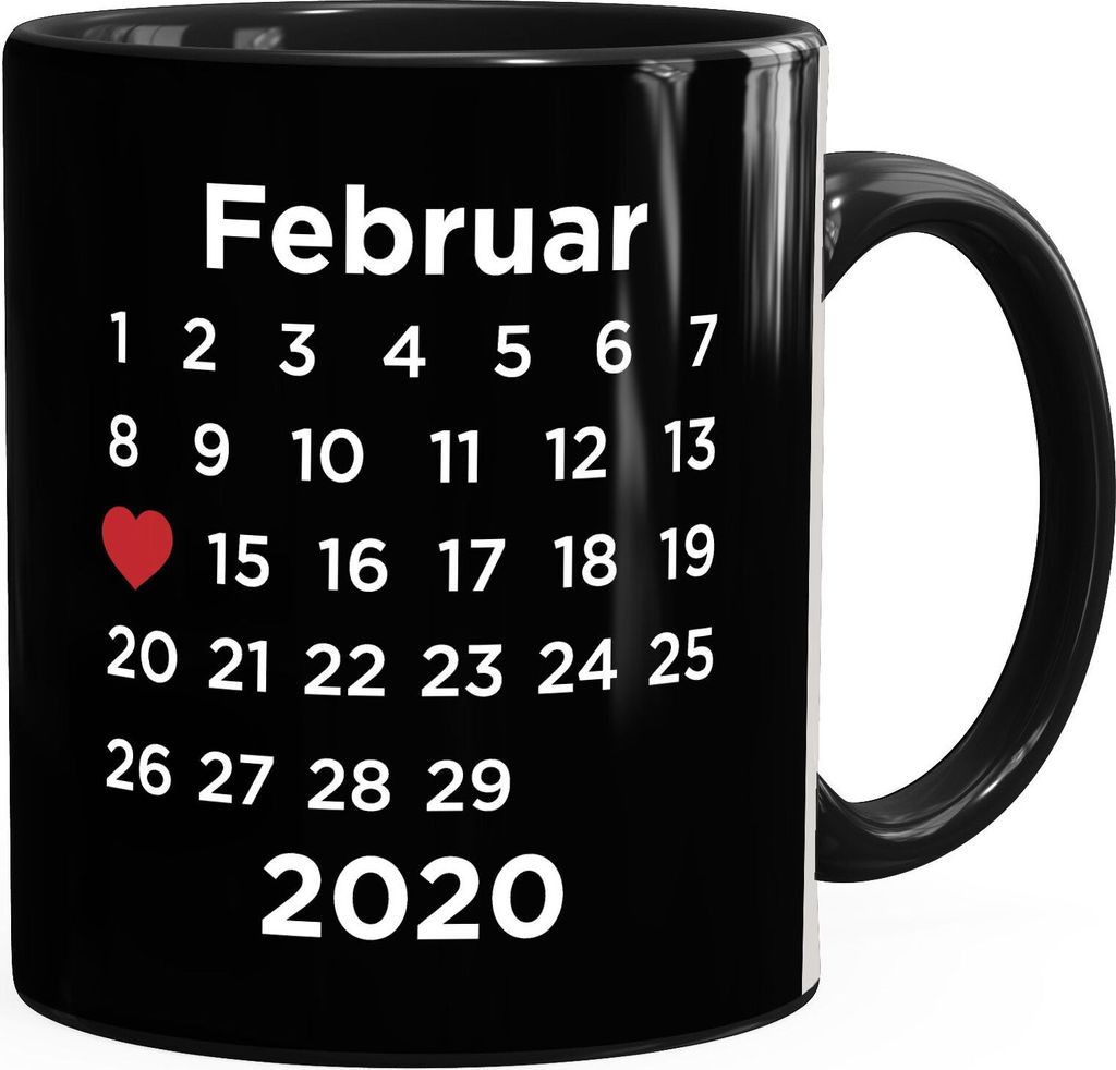 personalisierte Kaffee-Tasse Kalender anpassbares Datum Geschenk Liebe Jahrestag Hochzeitstag Hochzeitsgeschenk SpecialMe schwarz Keramik-Tasse