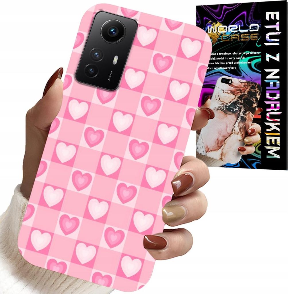 Fall Für Xiaomi Note 12S 4G - Herzen Gitter Rosa Fall + Glas