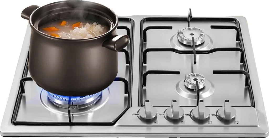 Cuisinière à gaz encastrable 4 brûleurs en inox brillant format 58cm