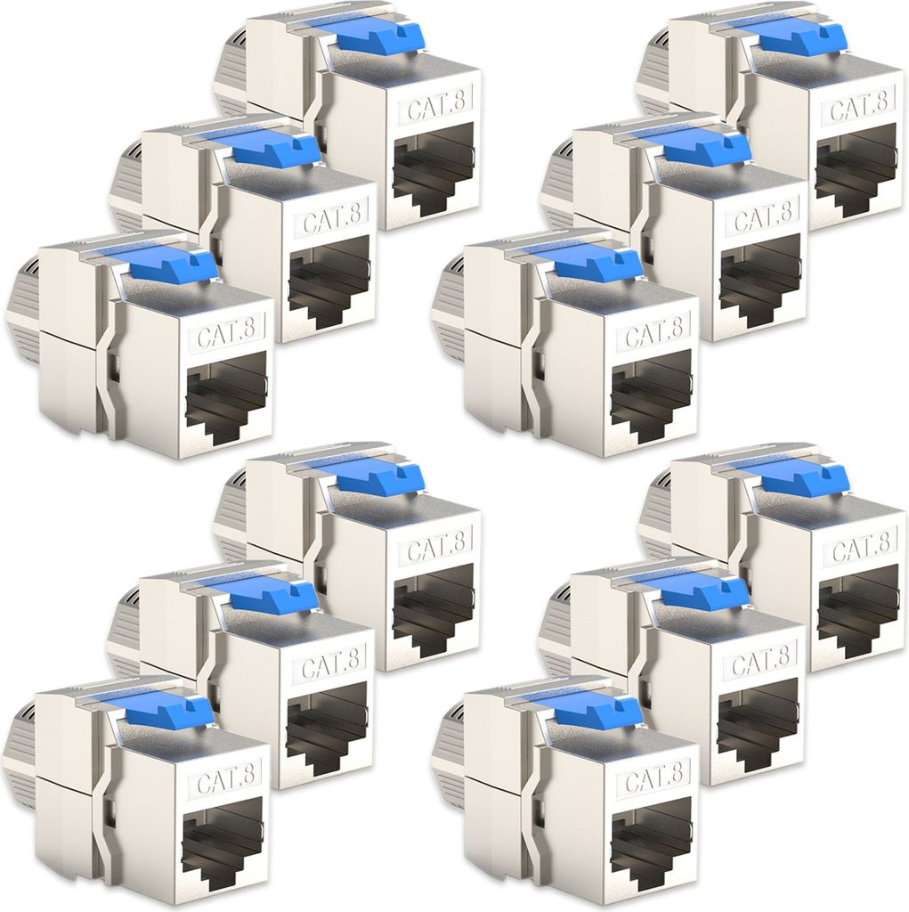 12x CAT8 Keystone Jack RJ45 Modul Buchse 2000 MHz 40Gbit geschirmt werkzeuglos