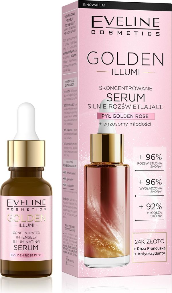 EVELINE Golden Illumi Konzentriertes Serum mit stark aufhellender Wirkung und goldenem Rosenstaub, 18 ml