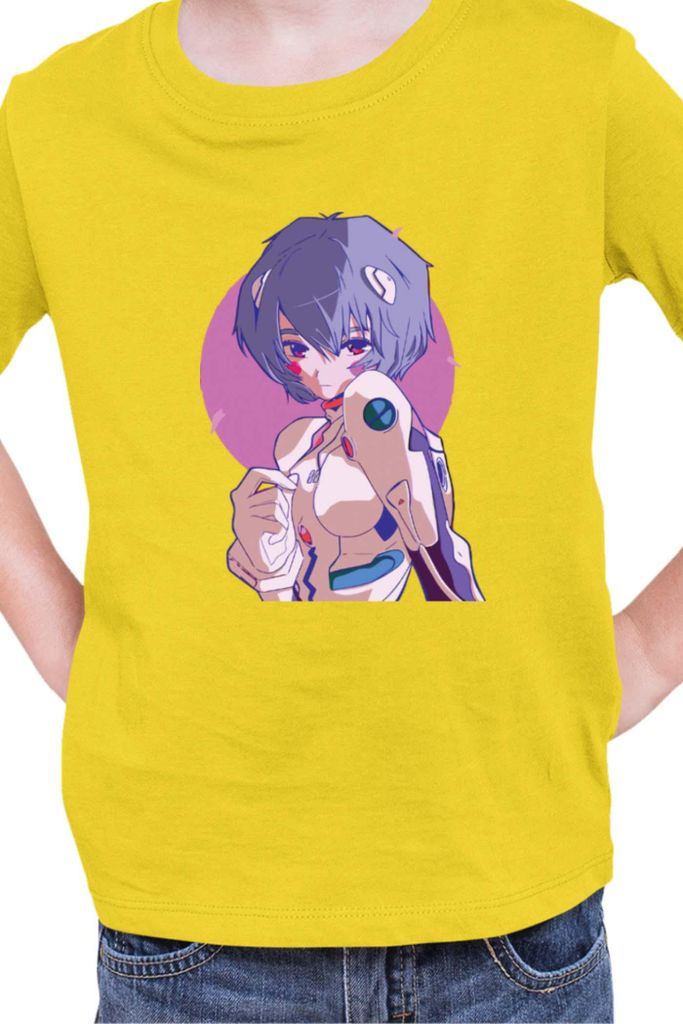 Kinder T-Shirt Manga Japan Anime Comics Animation Neon Anime Genesis Manga Evangelion Rei Ayanami 05, 3-4 Jahr - 104 / Gelb
