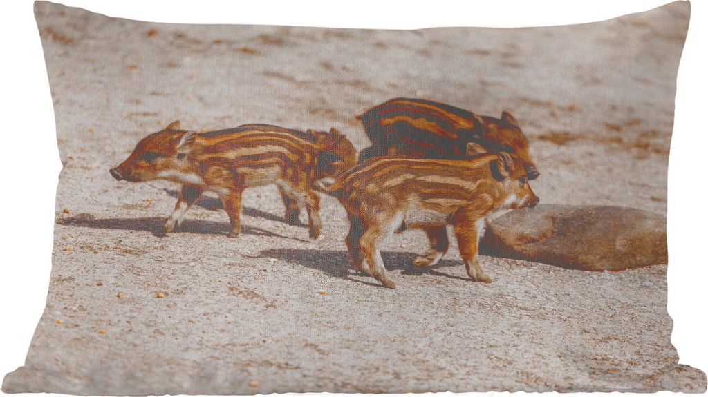 MuchoWow Zierkissen Sofakissen Wohnzimmer Dekokissen 60x40 cm Baby - Wildschweine - Wild - Kopfkissen - Polster mit Foto
