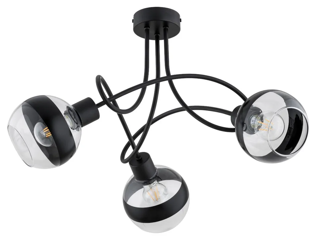 Luminaire de Plafond KARO à 3 Lampes en Verre Noir - Style Chic Alfa