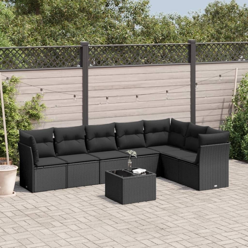 Maison Exclusive - 8-tlg. Garten-Sofagarnitur mit Kissen Schwarz Poly Rattan