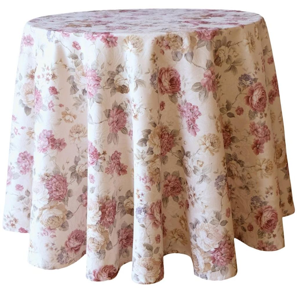 Tovaglia CHLOE rose fiori jacquard poliestere rotonda Ø 170 Immagine del prodotto 