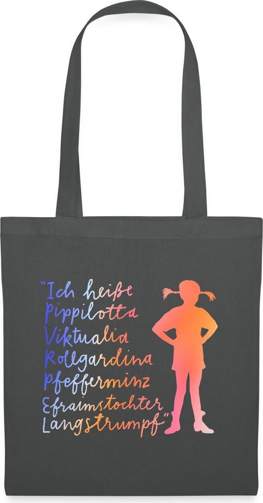 Spreadshirt Pippi Langstrumpf Ich Heiße ... Stoffbeutel, One size, Graphite