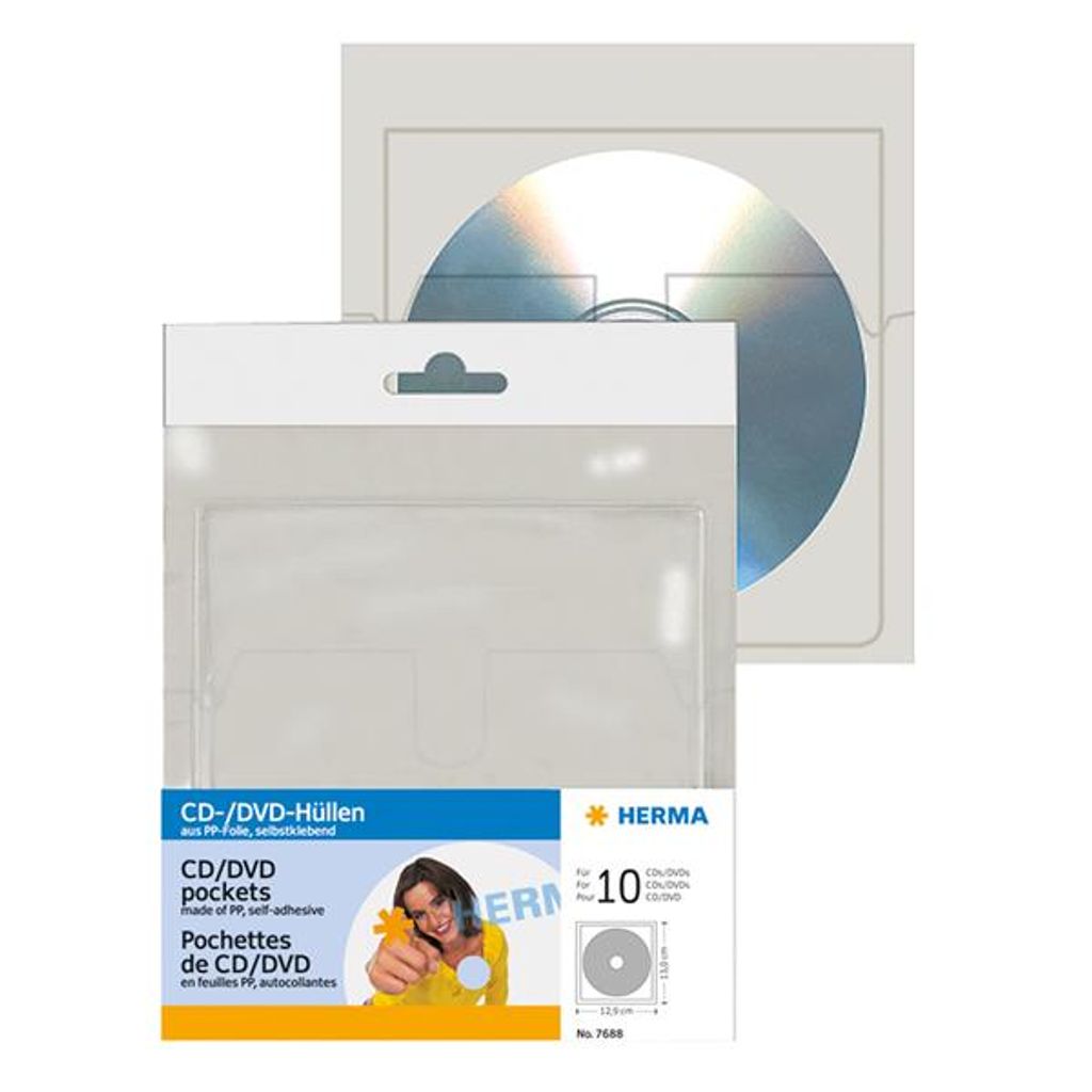 HERMA Selbstklebetasche für 1 CD/DVD aus PP transparent 10 Stück