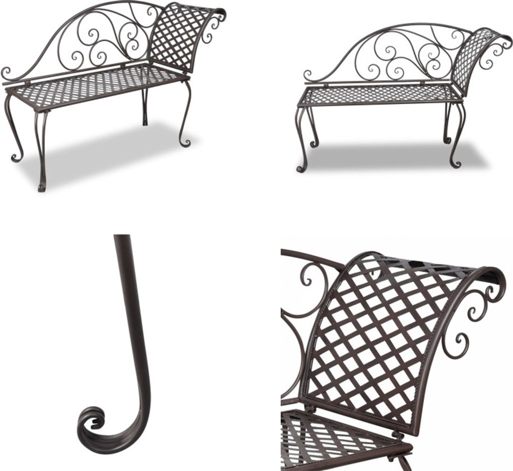 vidaXL Garten Chaiselongue 128 cm Stahl Antik Braun - Gartenbank - Gartenbänke - Terassenbank - Terassenbänke