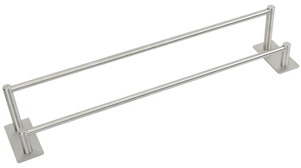 Porte-serviettes double barre 84,5 cm en acier inox 304 brossé - Argent
