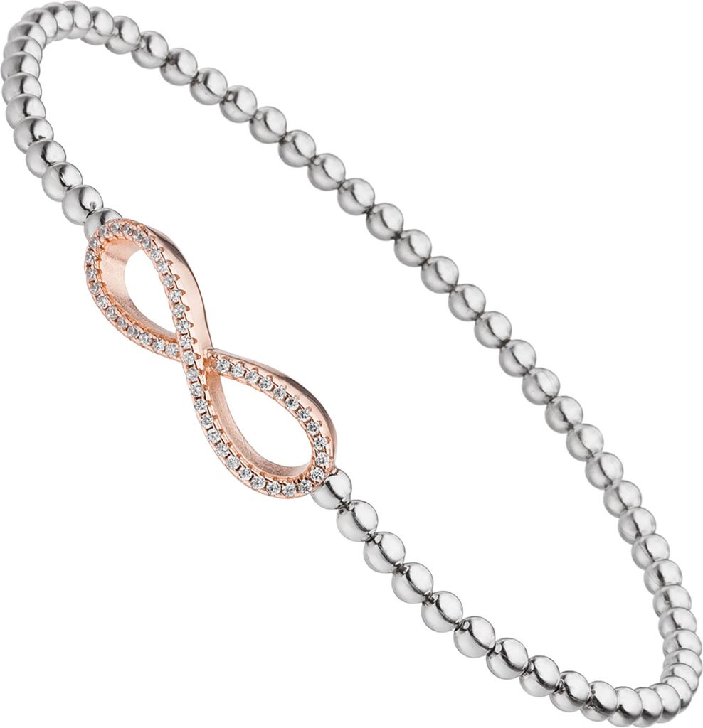 Armband Unendlichkeit 925 Sterling Silber bicolor vergoldet 47 Zirkonia 18 cm