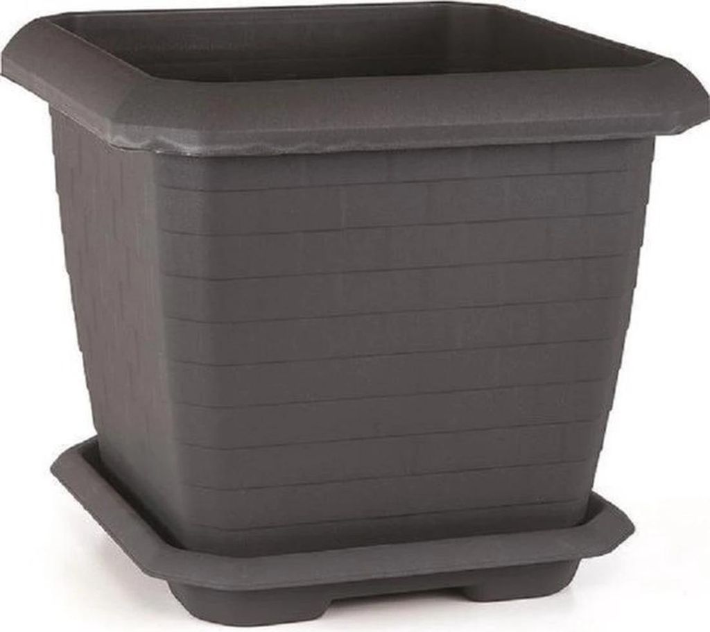 Čtvercový květináč antracitový 44 l s podložkou  44 x 44 x Obrázek produktu 