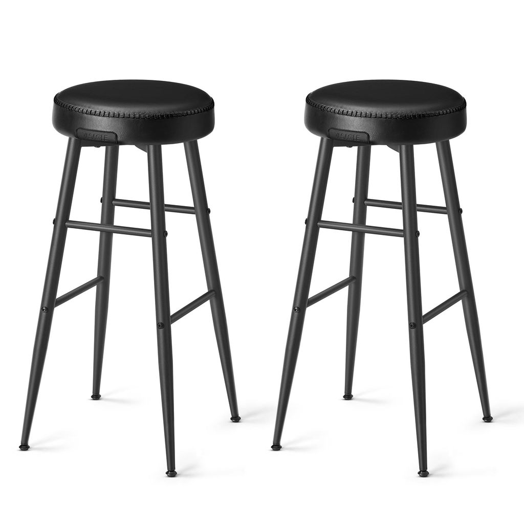 VASAGLE ECHO Kollektion Barhocker, 2er Set, Barstuhl, Kunstleder, 76,2 cm hoch, basisschwarz