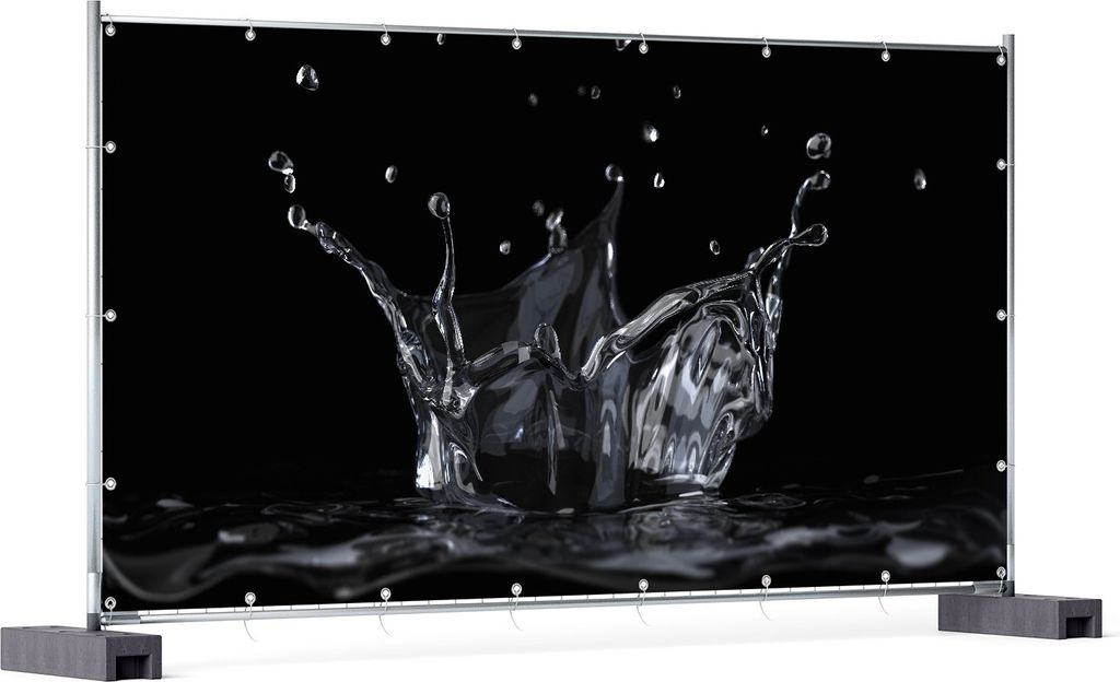 Wallario XXL Outdoor-Poster für Garten oder Balkon, Motiv Aufspritzendes Wasser, in ca. 340 x 173 cm