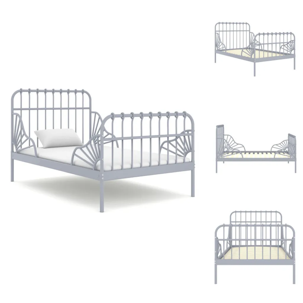 Lit banquette extensible gris métal 80x200 cm pour chambre d'enfant