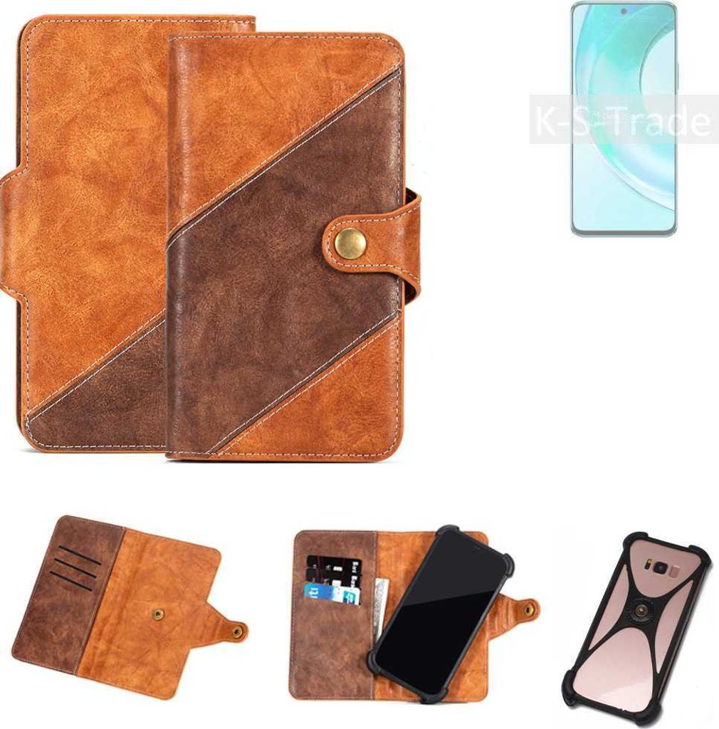 K-S-Trade Handyhülle Schutzhülle Bookstyle Case Wallet-Case kompatibel mit Wiko T50 Cover Klapphülle Kantenschutz Smartphone dunkelbraun braun 1x
